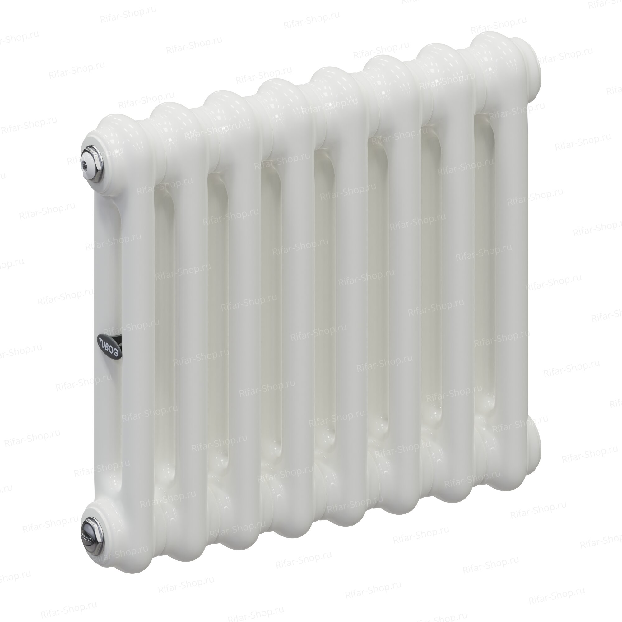 Rifar Tubog 2037-8 секций, 2-х трубчатый с боковым подключением, Белый