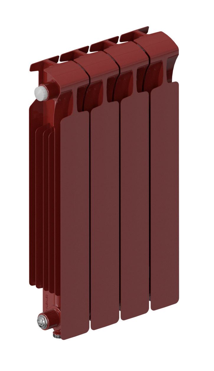Rifar Monolit Ventil 500 - 5 секций цвет Бордо, нижнее правое подключение