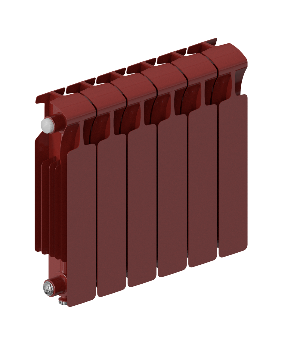 Rifar Monolit Ventil 350 - 6 секций цвет Бордо, нижнее правое подключение