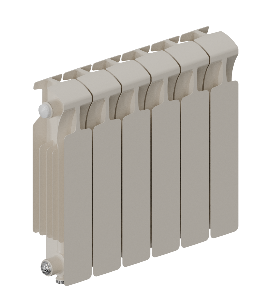 Rifar Monolit Ventil 350 - 6 секций цвет Айвори, нижнее левое подключение