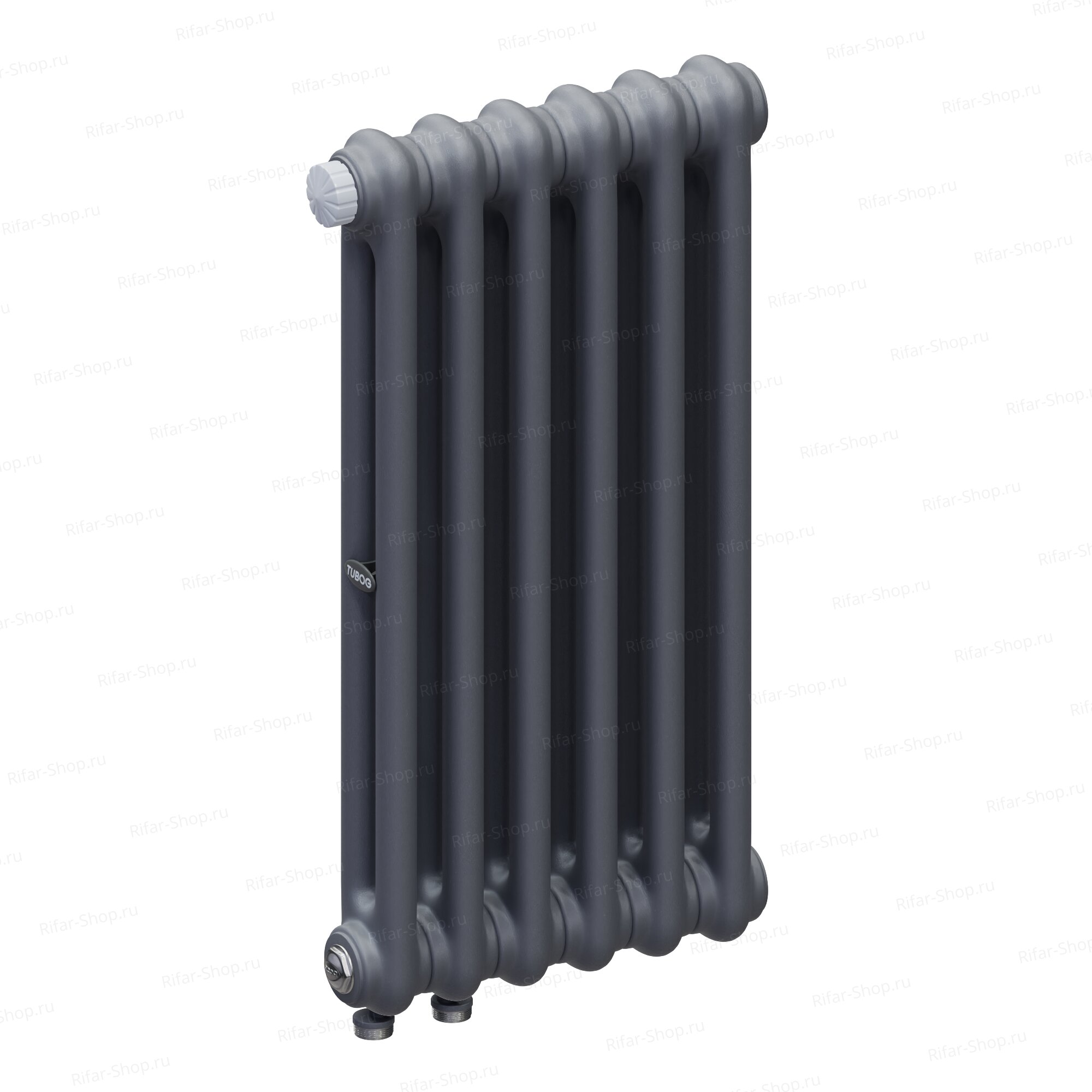 Rifar Tubog Ventil 2052-6 секций, 2-х трубчатый, нижнее подключением с термоклапаном DV1, Титан