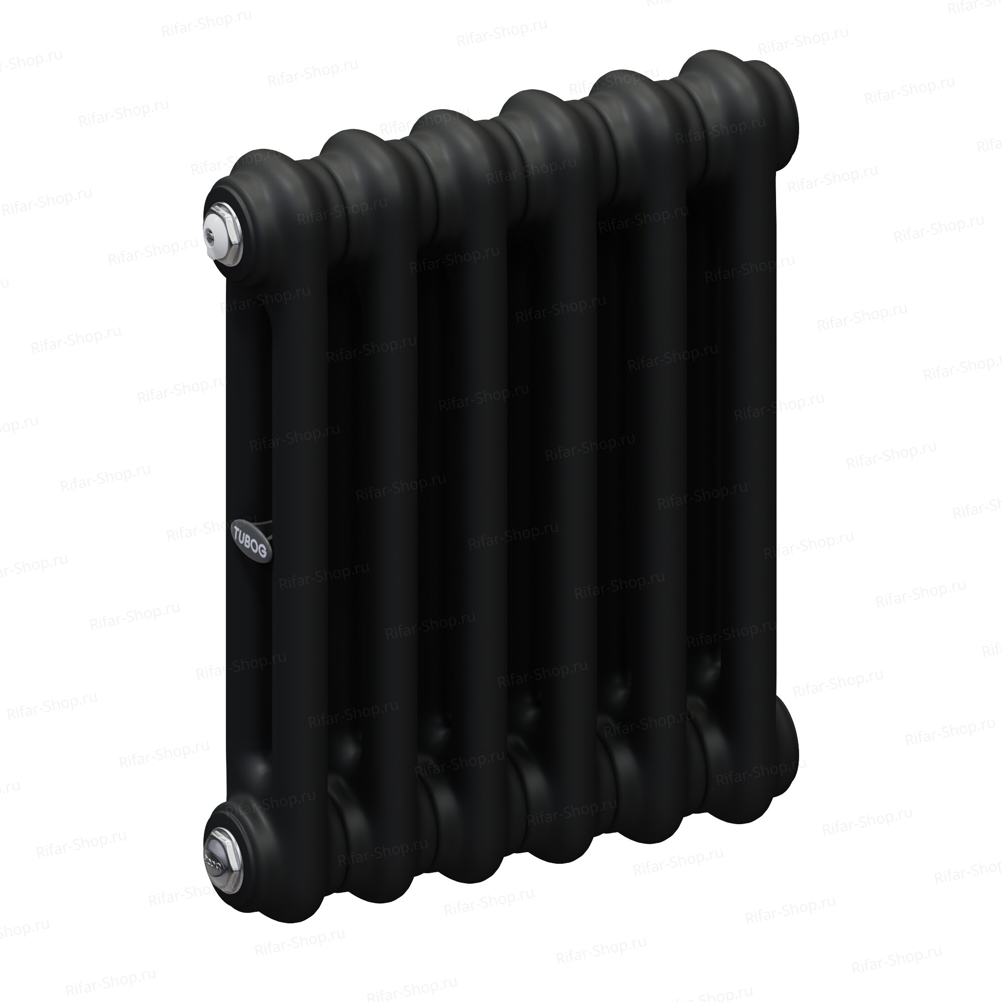 Rifar Tubog 2037-6 секций, 2-х трубчатый с боковым подключением, Черный матовый янтарь RАL 9005