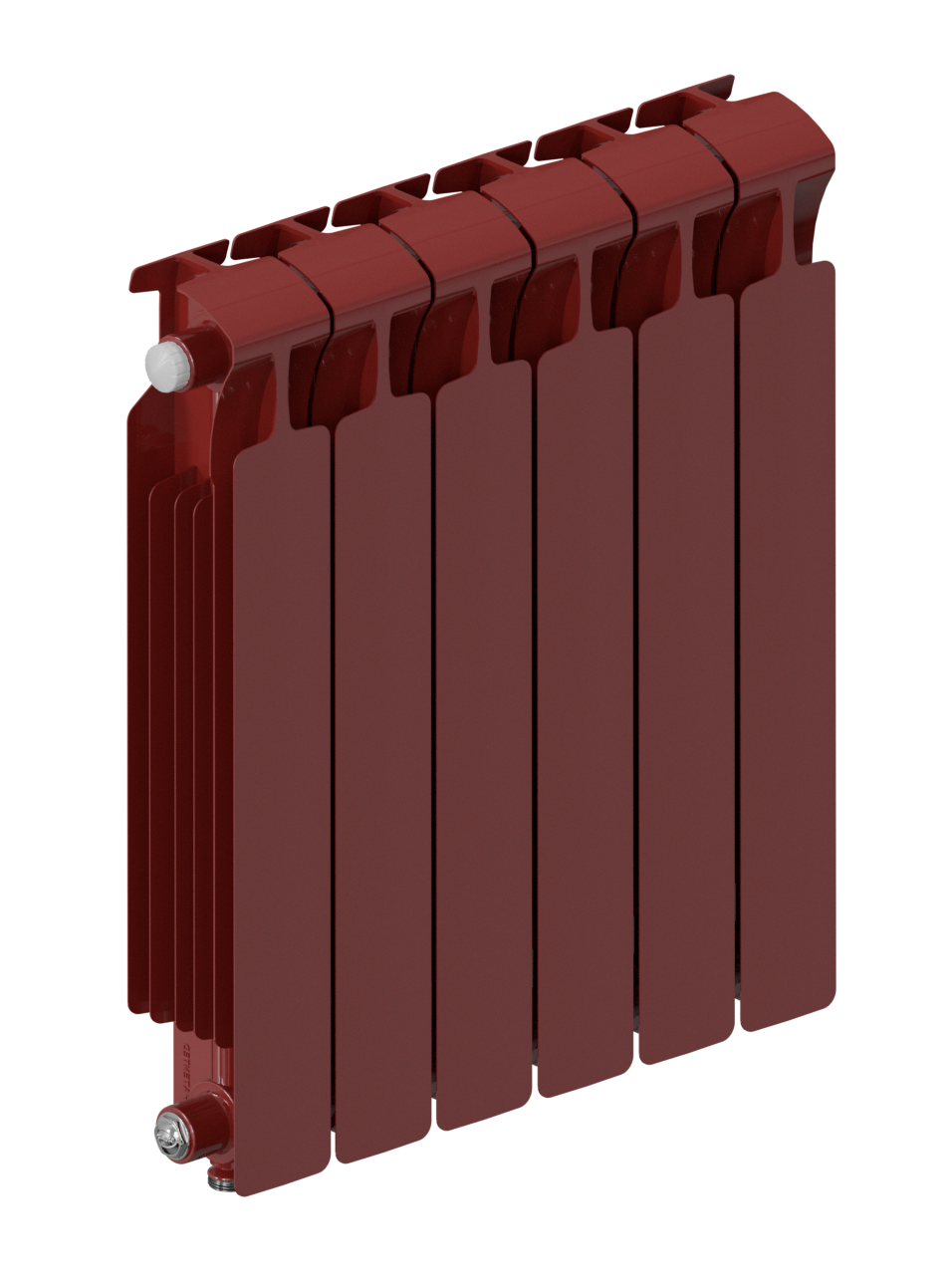 Rifar Monolit Ventil 500 - 6 секций цвет Бордо, нижнее левое подключение