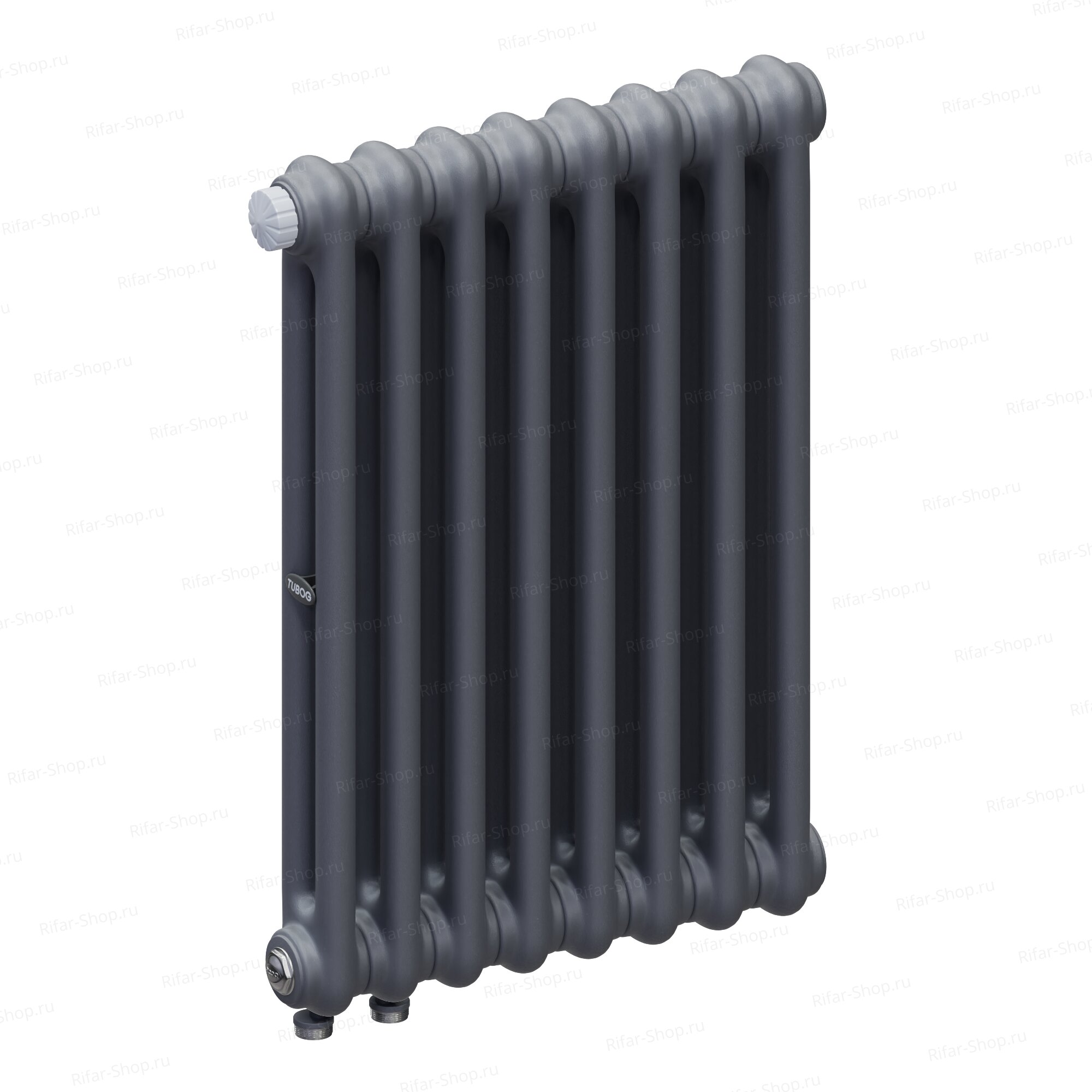 Rifar Tubog Ventil 2052-8 секций, 2-х трубчатый, нижнее подключением с термоклапаном DV1, Титан