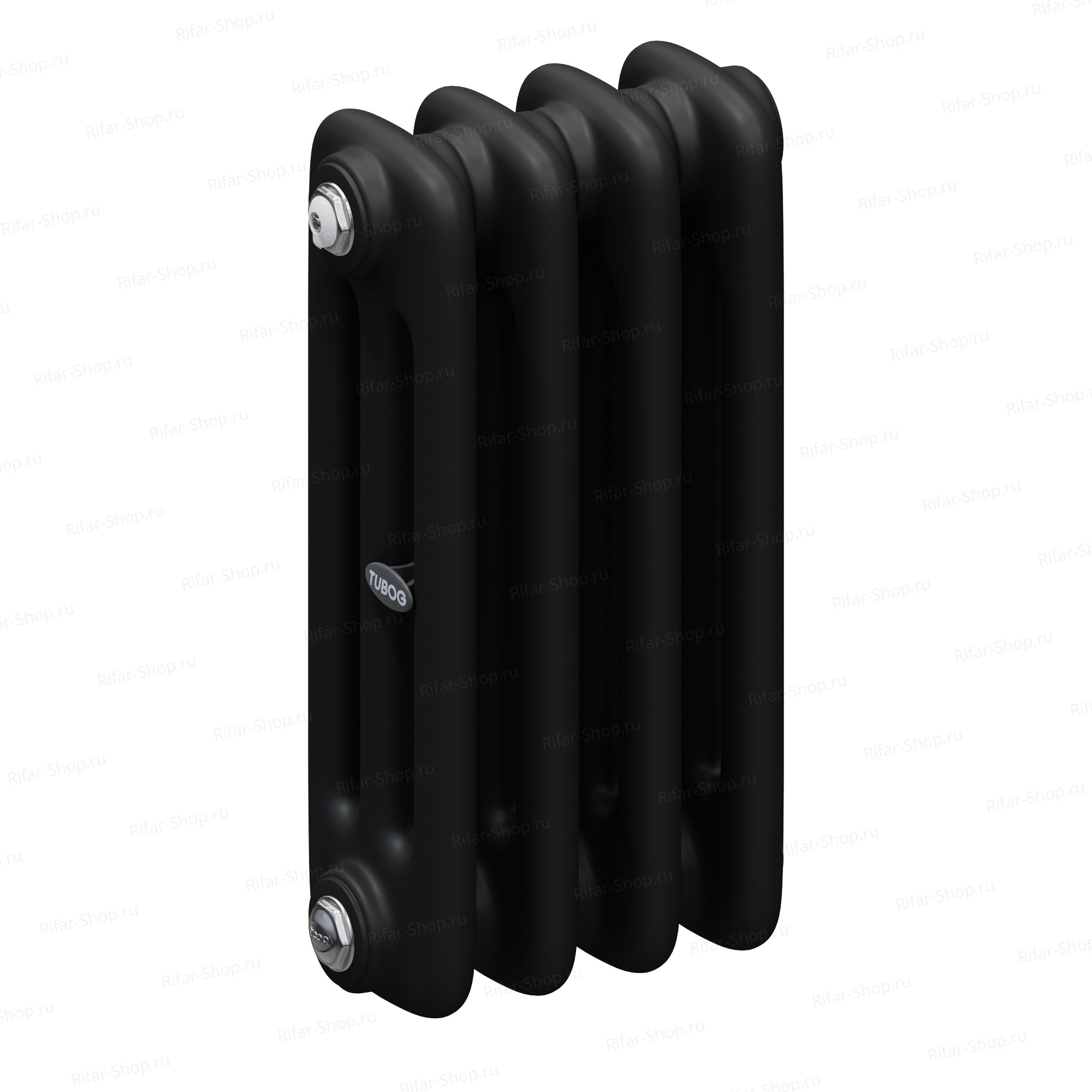 Rifar Tubog 3037-5 секций, 3-х трубчатый с боковым подключением, Черный матовый янтарь RАL 9005