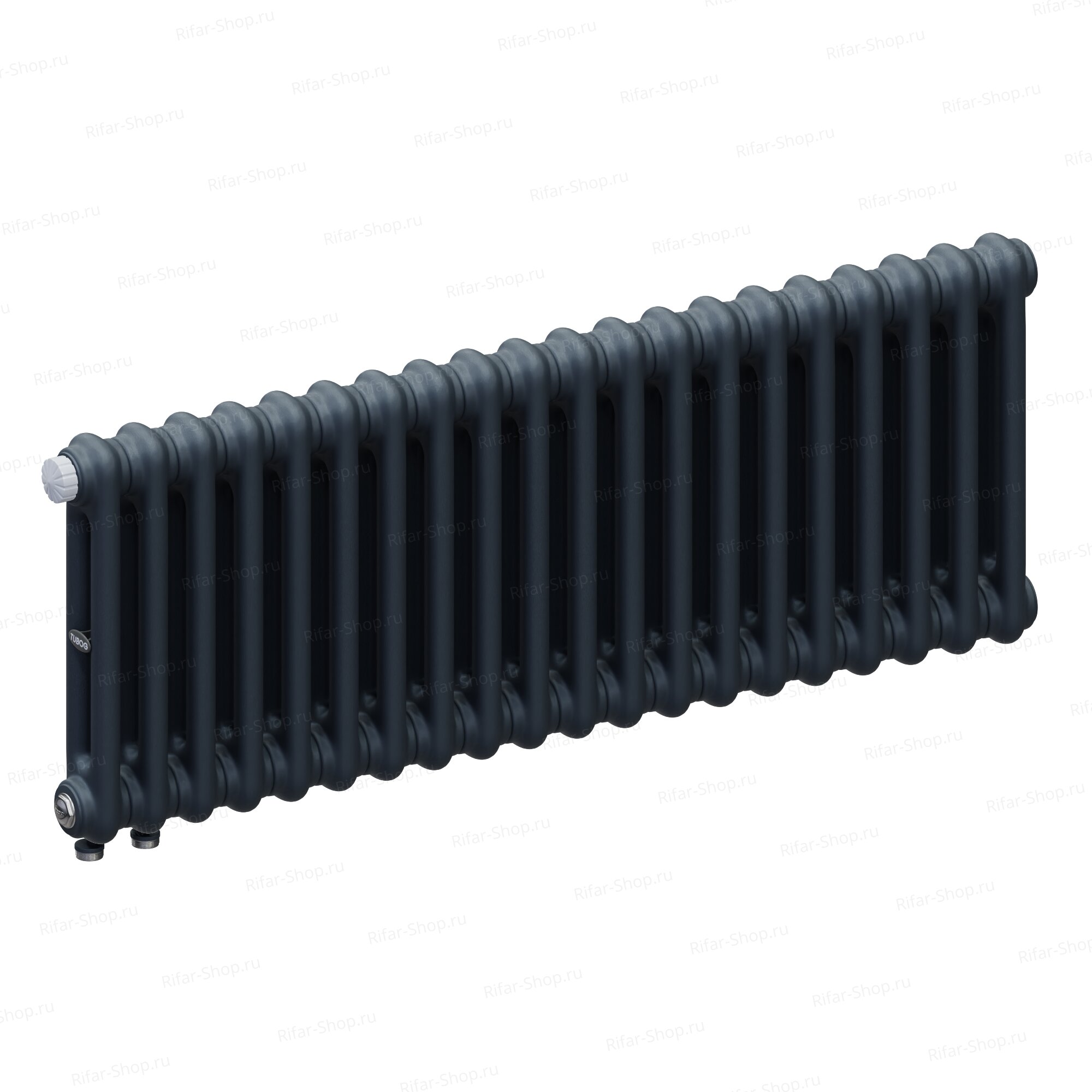 Rifar Tubog Ventil 2037-51 секция, 2-х трубчатый, нижнее подключение с термоклапаном DV1, Антрацит
