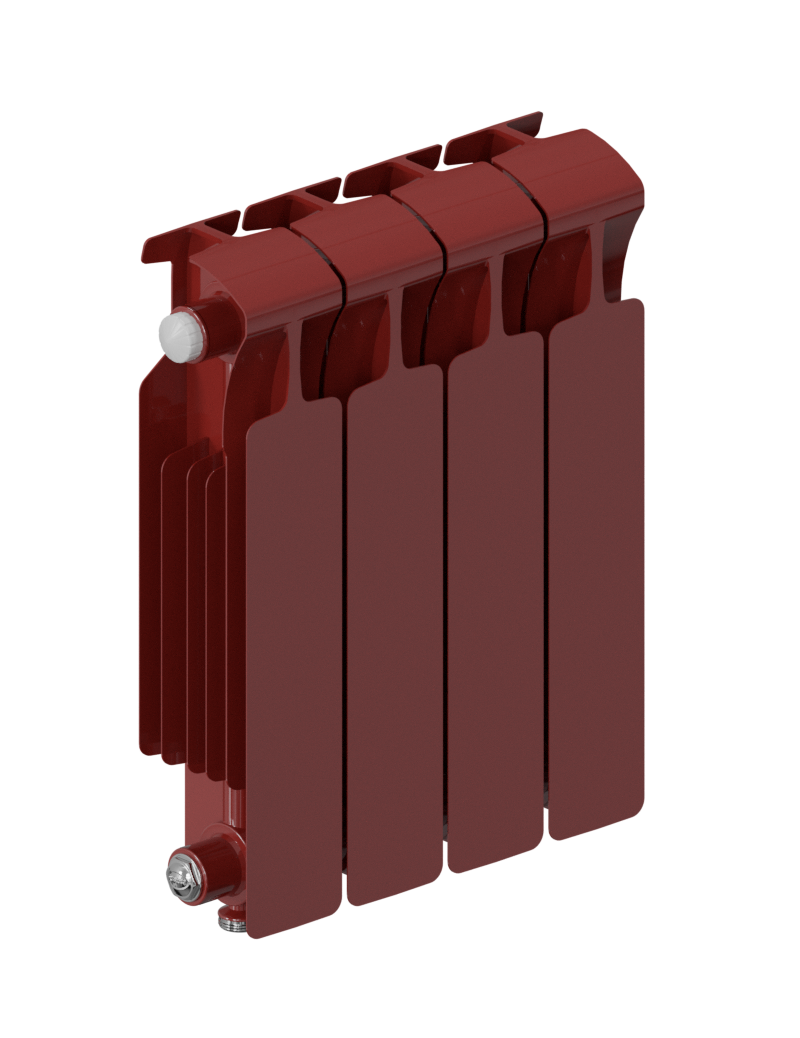 Rifar Monolit Ventil 350 - 5 секций цвет Бордо, нижнее левое подключение