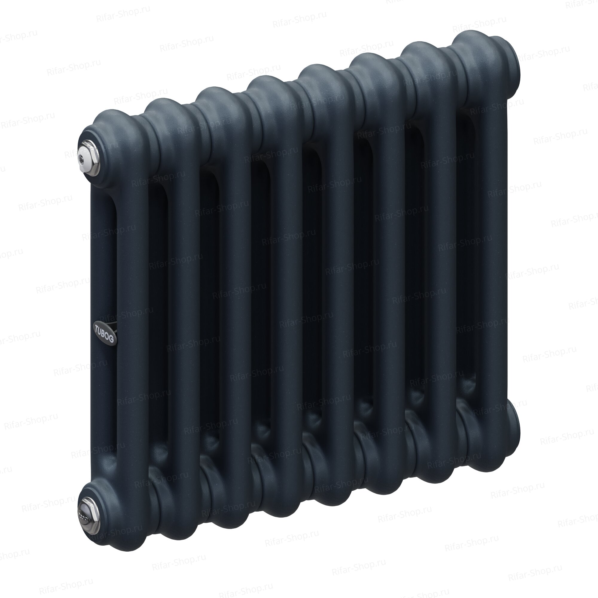 Rifar Tubog 2037-8 секций, 2-х трубчатый с боковым подключением, Антрацит