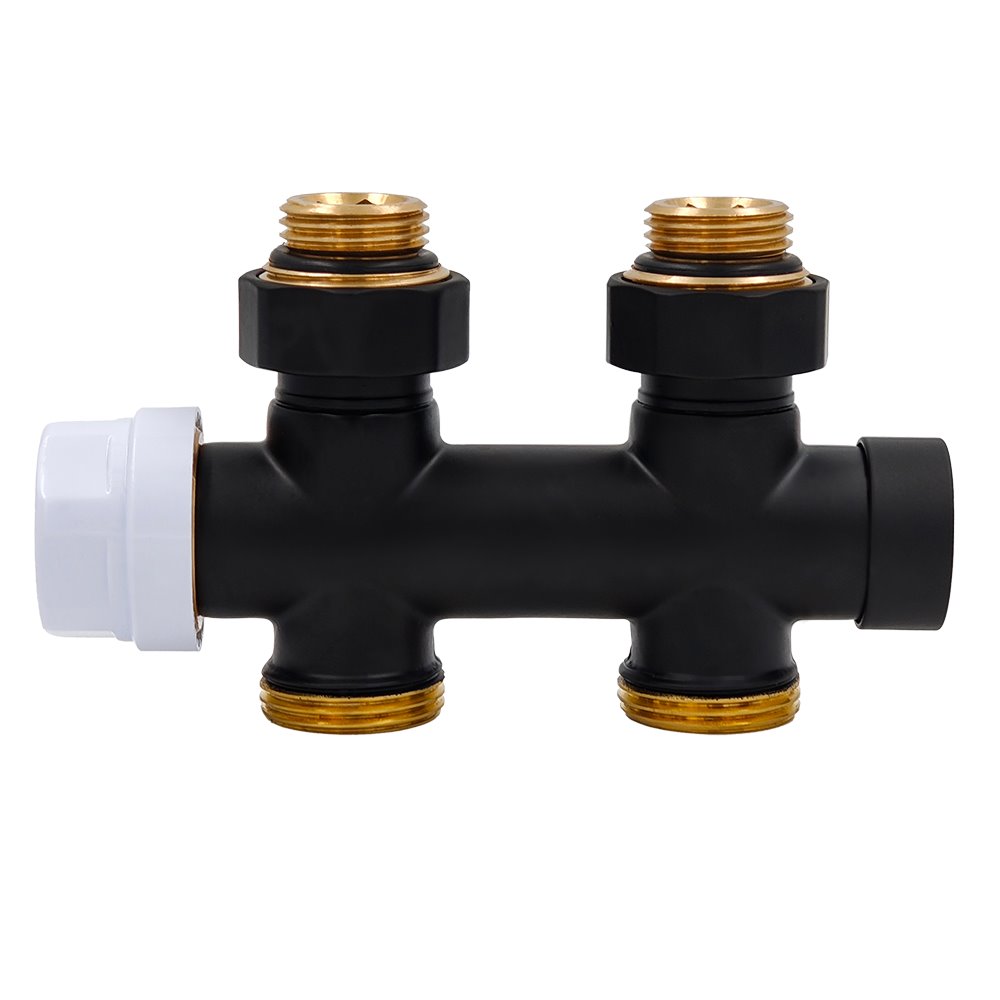 Узел нижнего подключения термостатический прямой Primoclima Armature, черный матовый