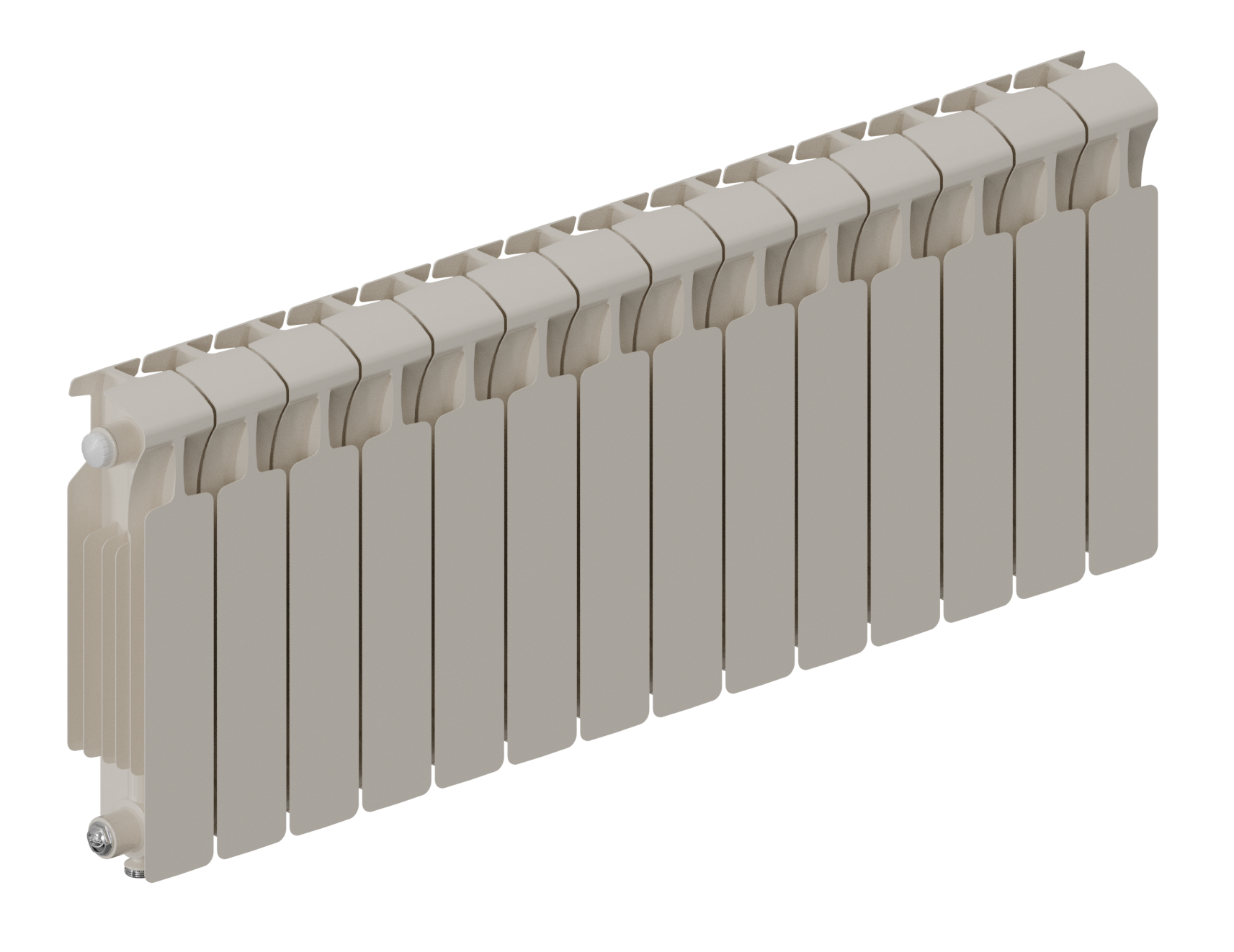 Rifar Monolit Ventil 350 - 17 секций цвет Айвори, нижнее правое подключение