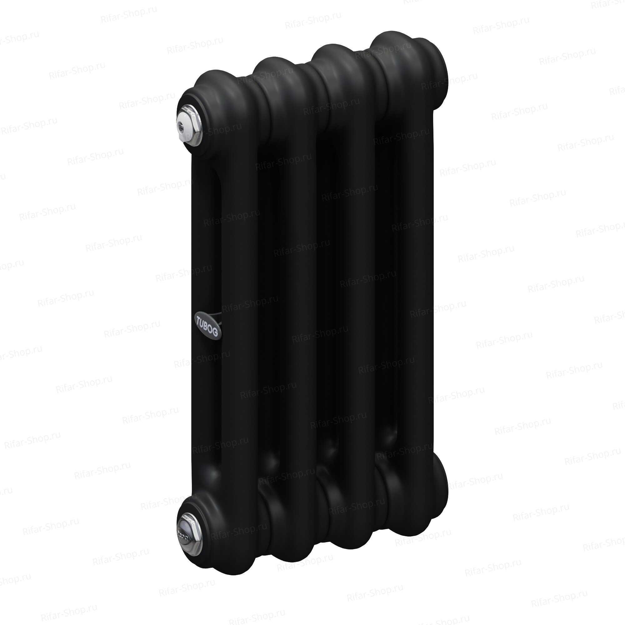 Rifar Tubog 2037-5 секций, 2-х трубчатый с боковым подключением, Черный матовый янтарь RАL 9005