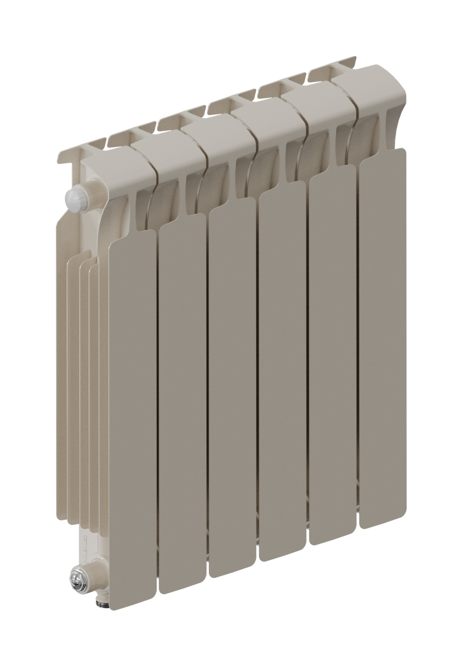 Rifar Monolit Ventil 500 - 6 секций цвет Айвори, нижнее левое подключение