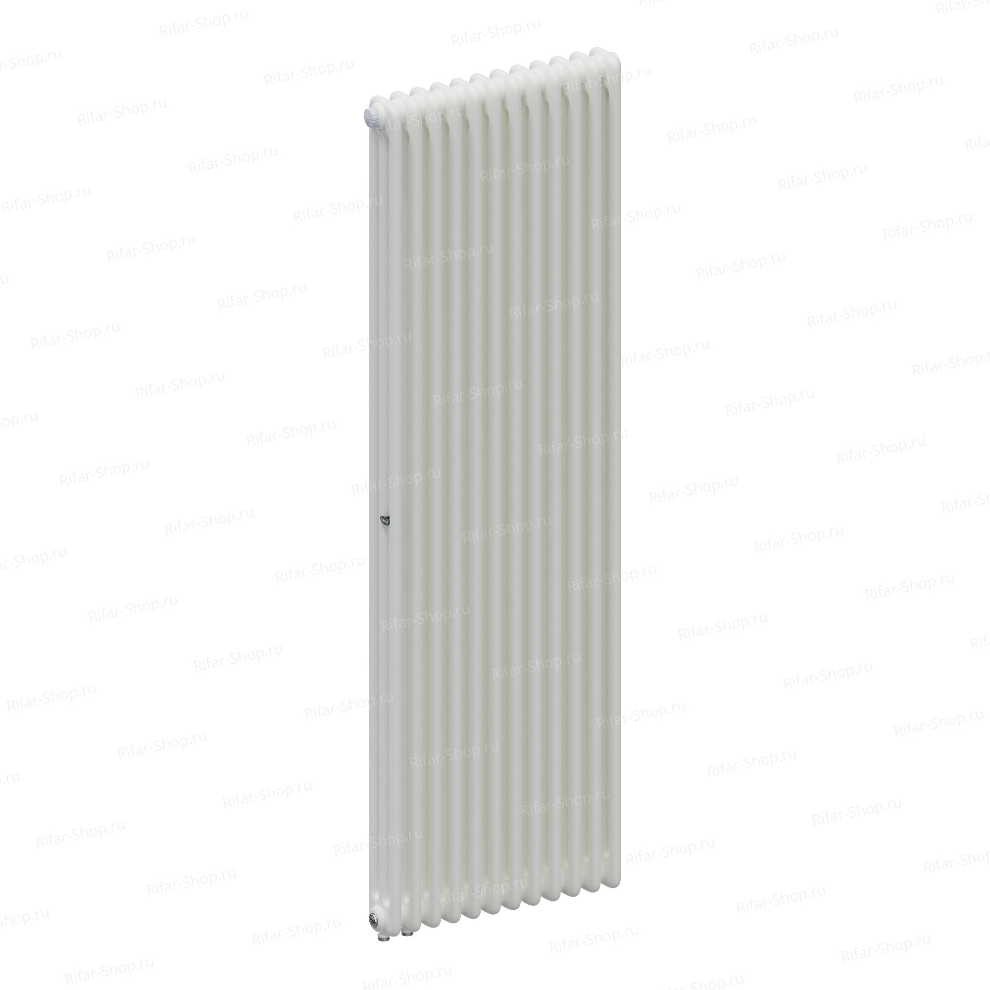 Rifar Tubog Ventil 3200-12 секций, 3-х трубчатый, нижнее подключение с термоклапаном DV1, Белый RAL 9016 глянец