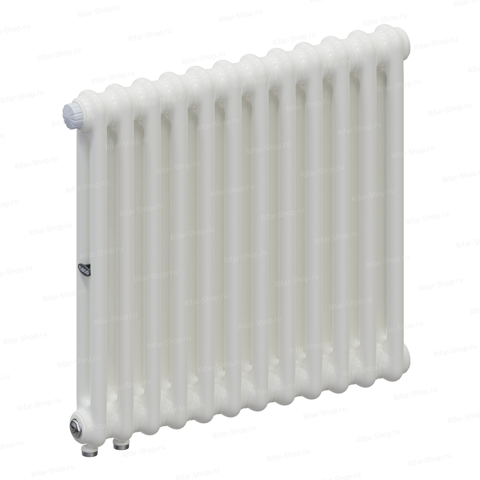 Rifar Tubog Ventil 2057-13 секций, 2-х трубчатый, нижнее подключение с термоклапаном DV1, Белый RAL 9016 глянец